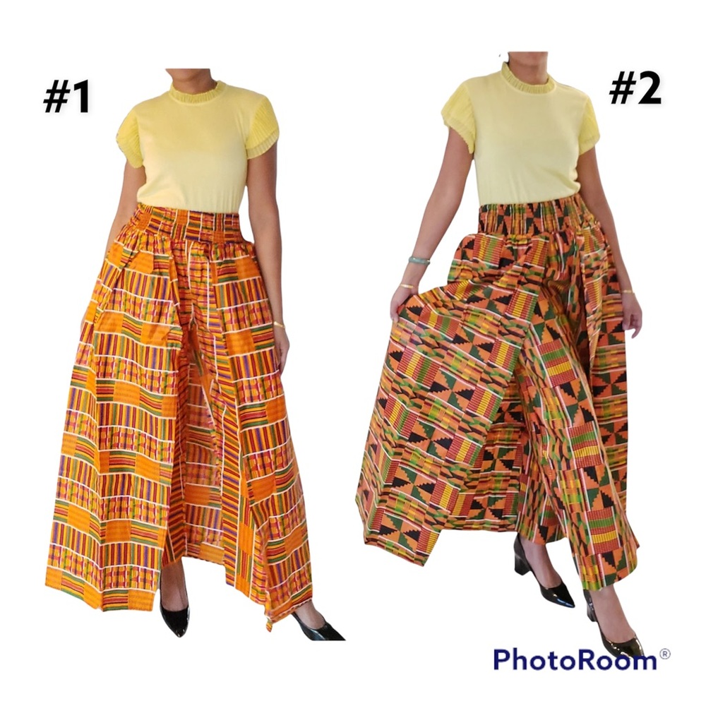 African Cape Pant Traditional Kente Print  Woman Cape Pant Free Size 100% Cotton